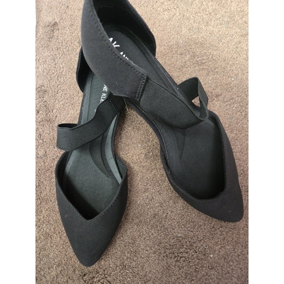 Anne Klein iFlex Pointed Toe Flats Elastic Strap Dress Shoes Black 6.5M - Picture 1 of 5